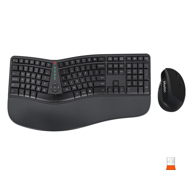 Meetion Wireless Ergonomic Keyboard and Mouse Combo - Split Keyboard Design