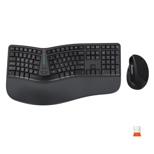 Meetion Wireless Ergonomic Keyboard and Mouse Combo - Split Keyboard Design