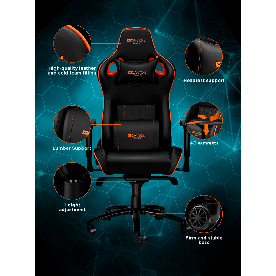 Canyon Corax GH-5 Gaming Chair - Black Orange