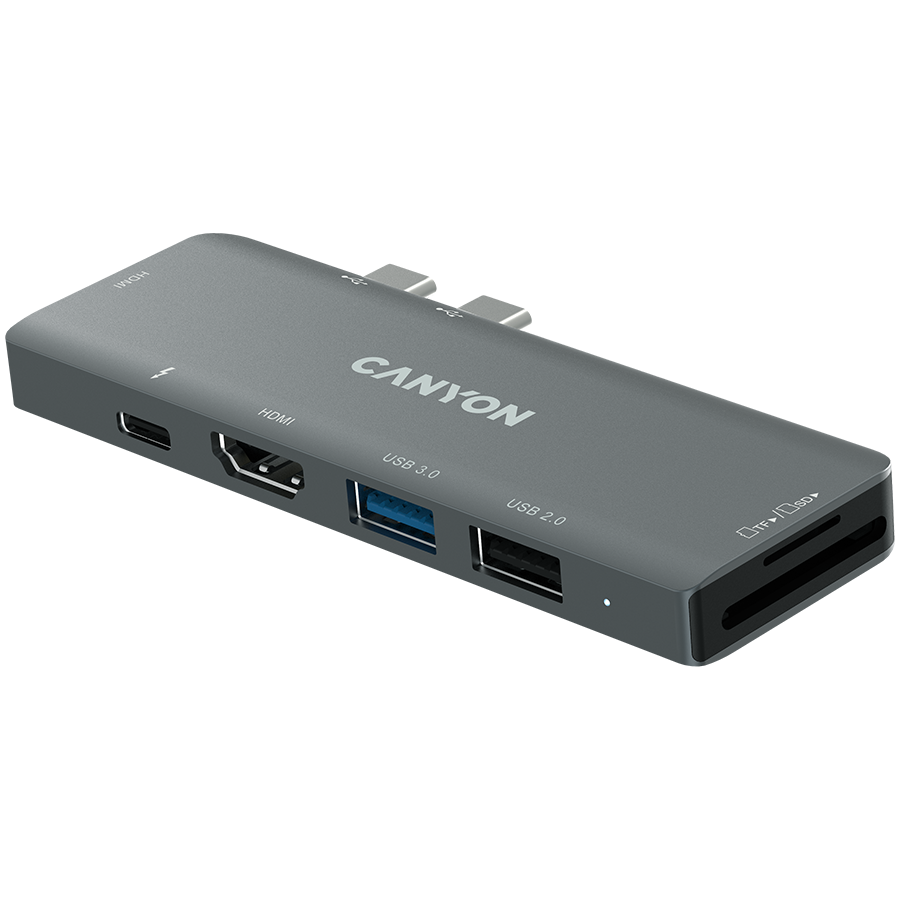 Canyon DS-5B 7-in-1 USB-C Multiport Docking Station - Space Grey