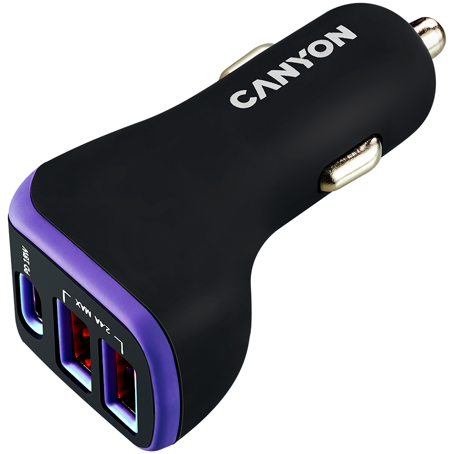 Canyon Car Charger PD 18W USB-C 2x USB-A