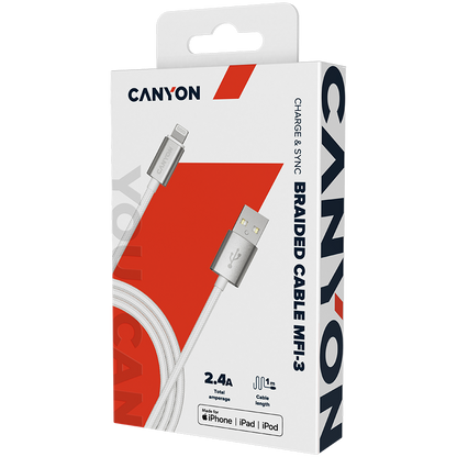 Canyon USB-A to Lightning 12W 1M - Pearl White