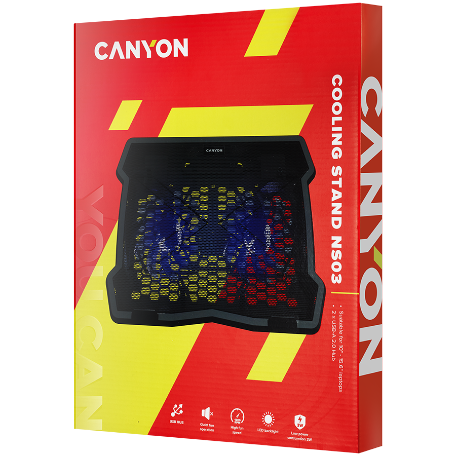 Canyon NS03 3Fan 2USB LED Cooling Stand - Black