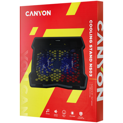 Canyon NS03 3Fan 2USB LED Cooling Stand - Black