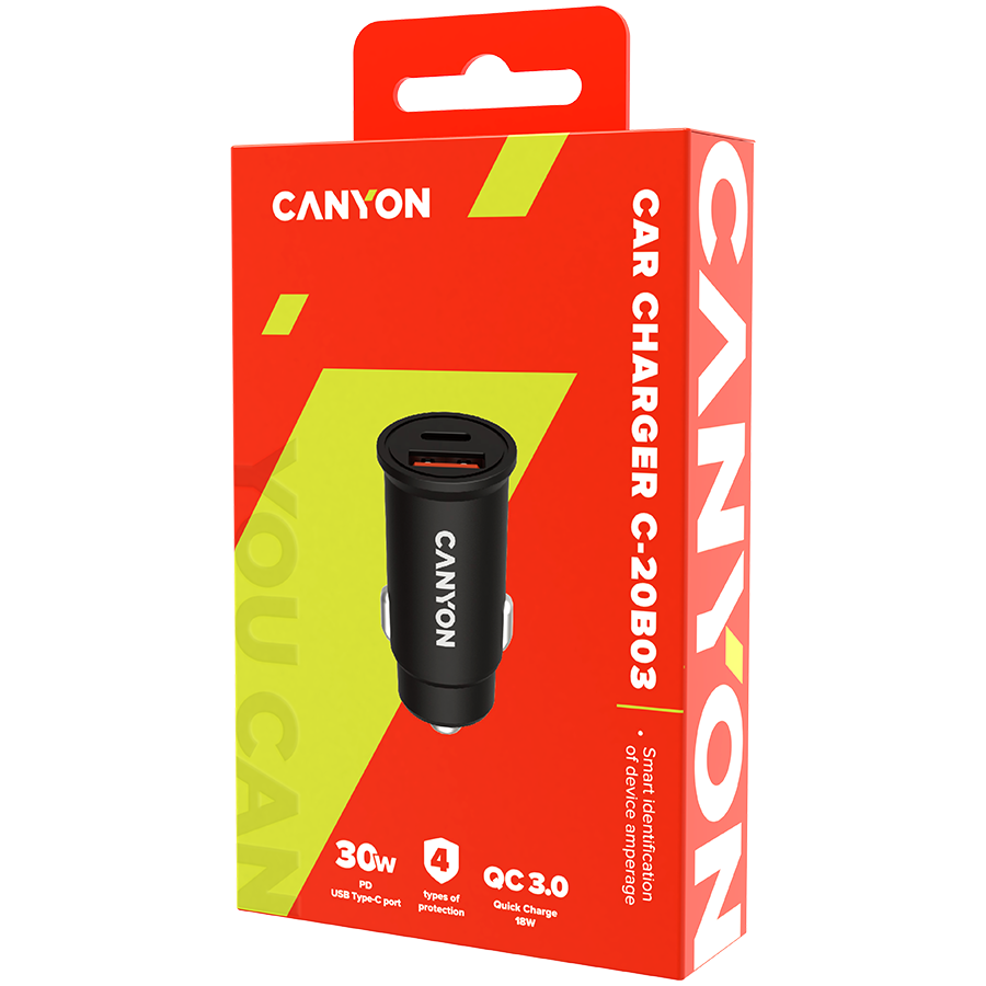 Canyon Car Charger PD 30W QC 3.0 USB-C USB-A