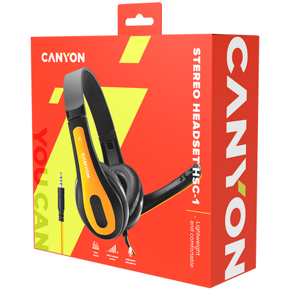 Canyon HSC-1 PC Headset with Microphone - Black/Yellow