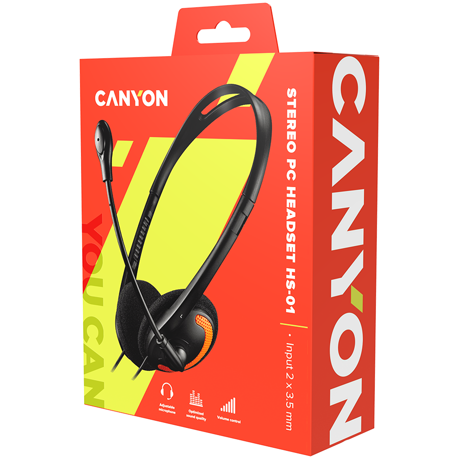 Canyon HS-01 PC Headset - Black/Orange