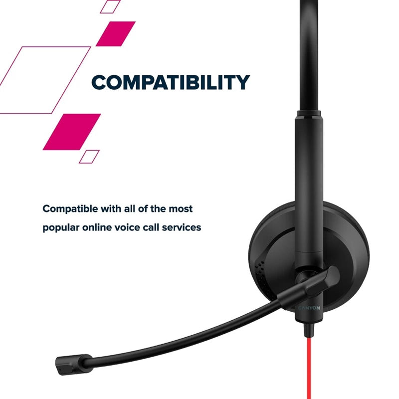 Canyon HS-07 Wired PC Conference Headset - Black
