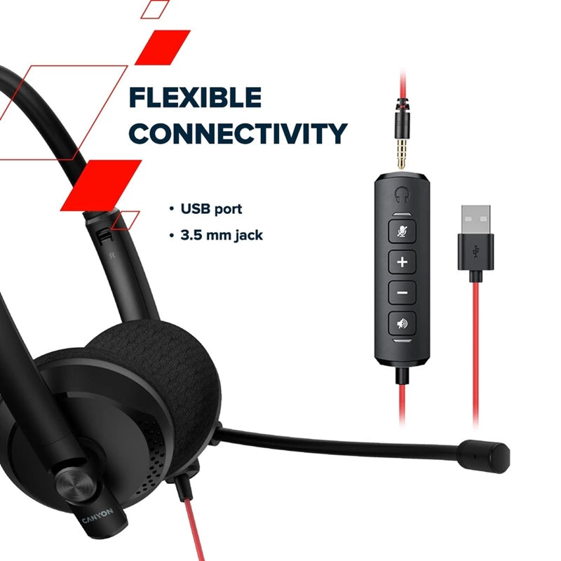 Canyon HS-07 Wired PC Conference Headset - Black