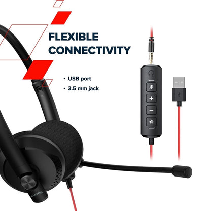 Canyon HS-07 Wired PC Conference Headset - Black