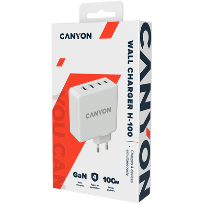 Canyon H-100 GaN 100W USB-C/USB-A Charger - White