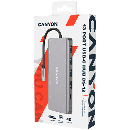 Canyon DS-12 13-in-1 USB-C Hub 4K - Dark Grey