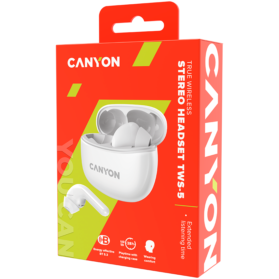 Canyon TWS-5 True Wireless Earbuds - White