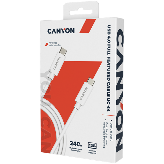 Canyon USB-C to USB-C 240W 40Gbps 1M - White