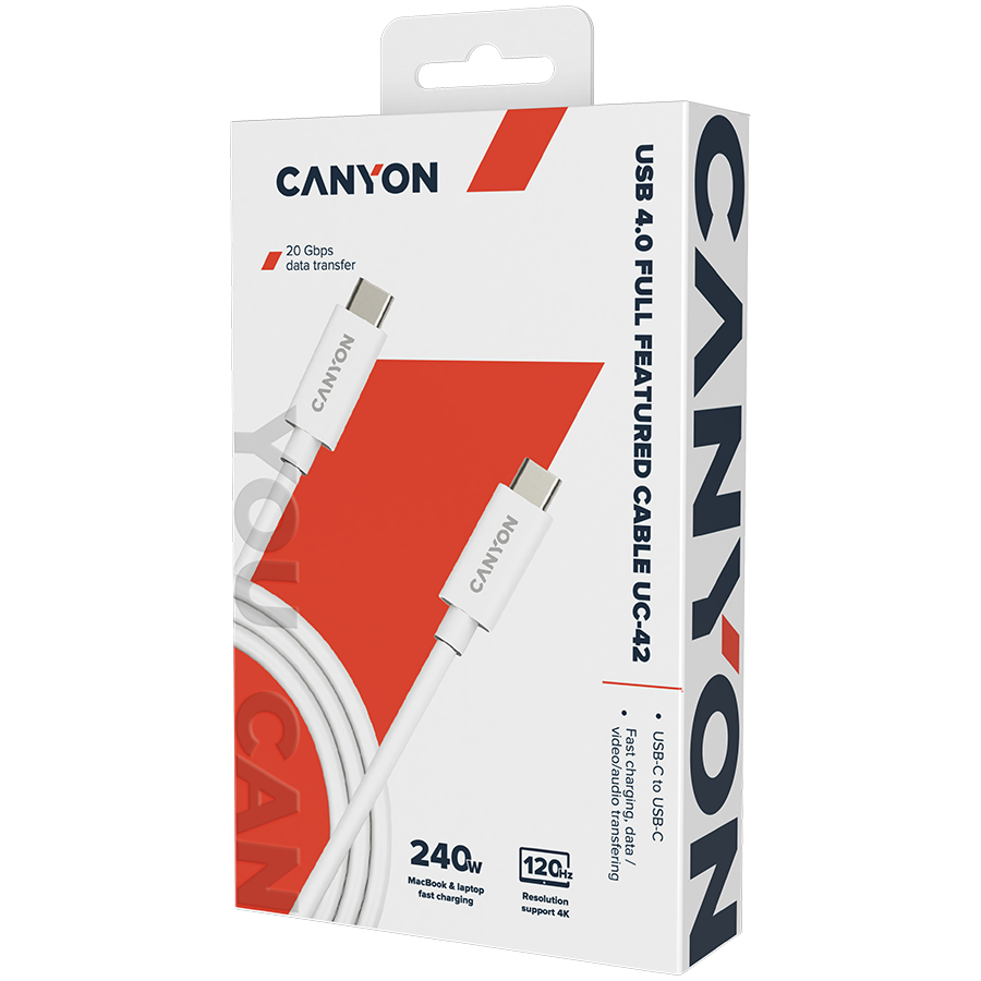 Canyon USB-C to USB-C 240W 20Gbps 2M - White
