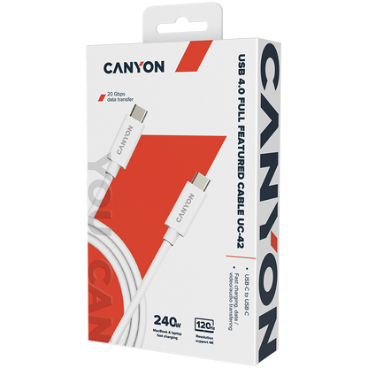 Canyon USB-C to USB-C 240W 20Gbps 2M - White