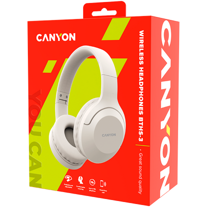 Canyon BTHS-3 Wireless Over-Ear Headphones - Beige