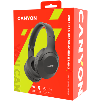 Canyon BTHS-3 Wireless Over-Ear Headphones - Dark Gray