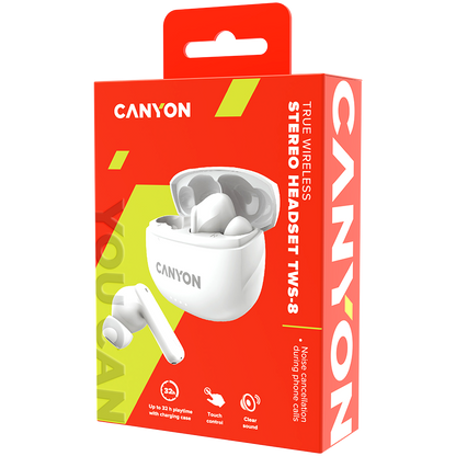 Canyon TWS-8 ENC True Wireless Earbuds - White