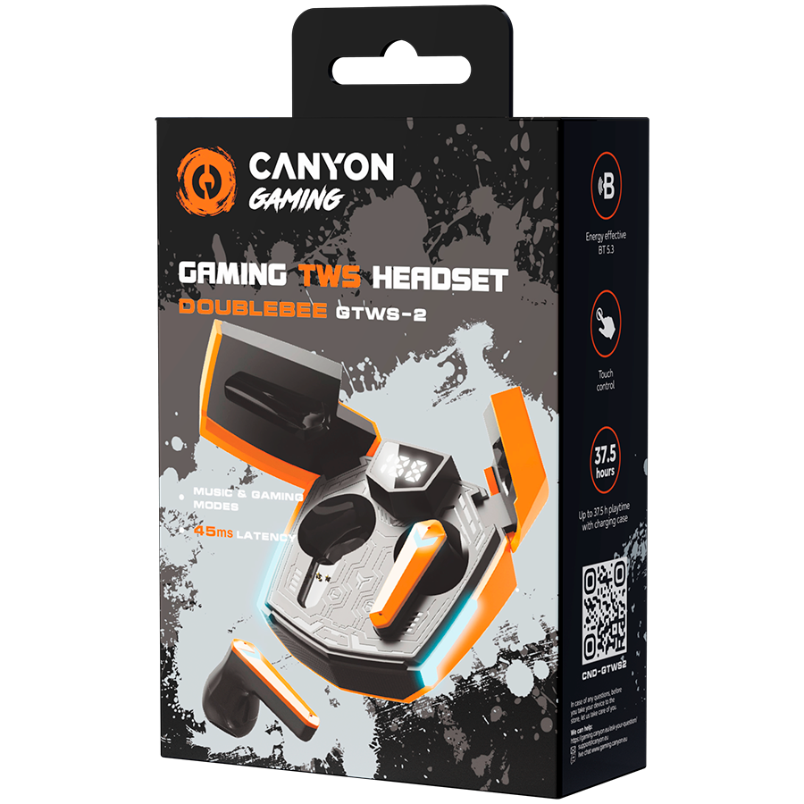 Canyon Doublebee GTWS-2 Gaming True Wireless Earbuds - Orange