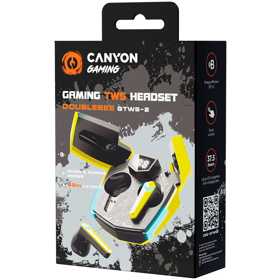 Canyon Doublebee GTWS-2 Gaming True Wireless Earbuds - Yellow