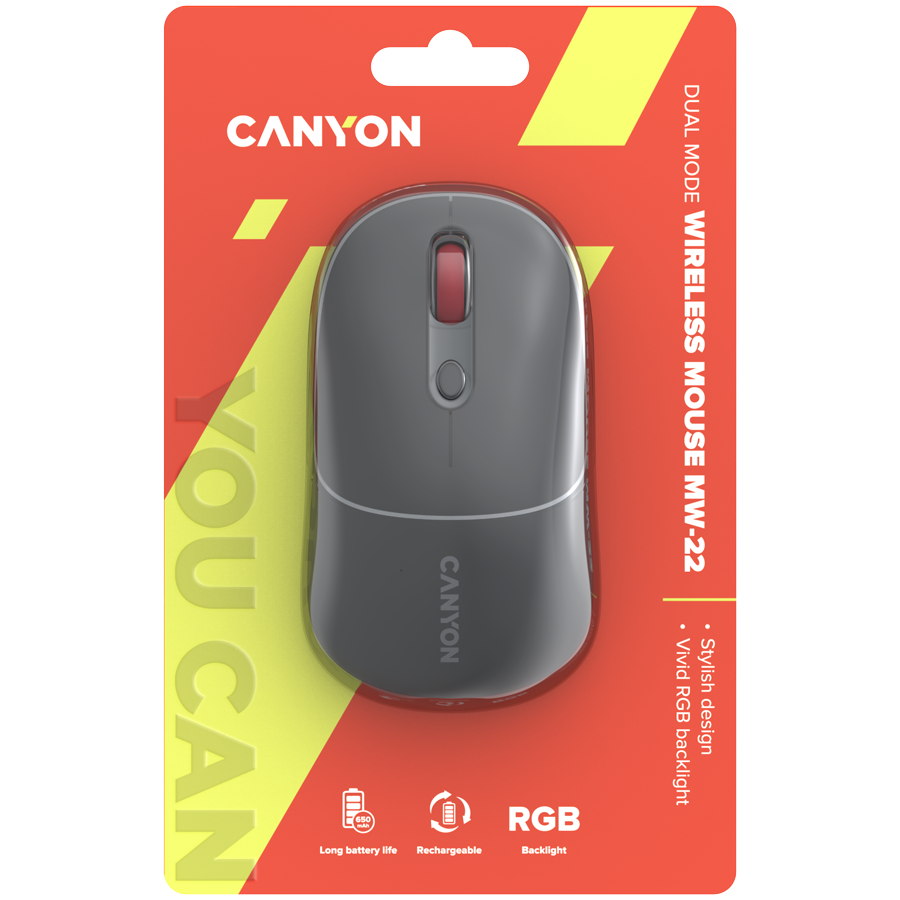 Canyon Dual Mode Wireless Mouse MW-22 - Dark Grey
