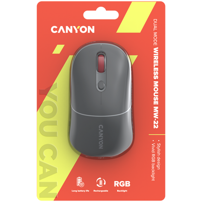 Canyon Dual Mode Wireless Mouse MW-22 - Dark Grey