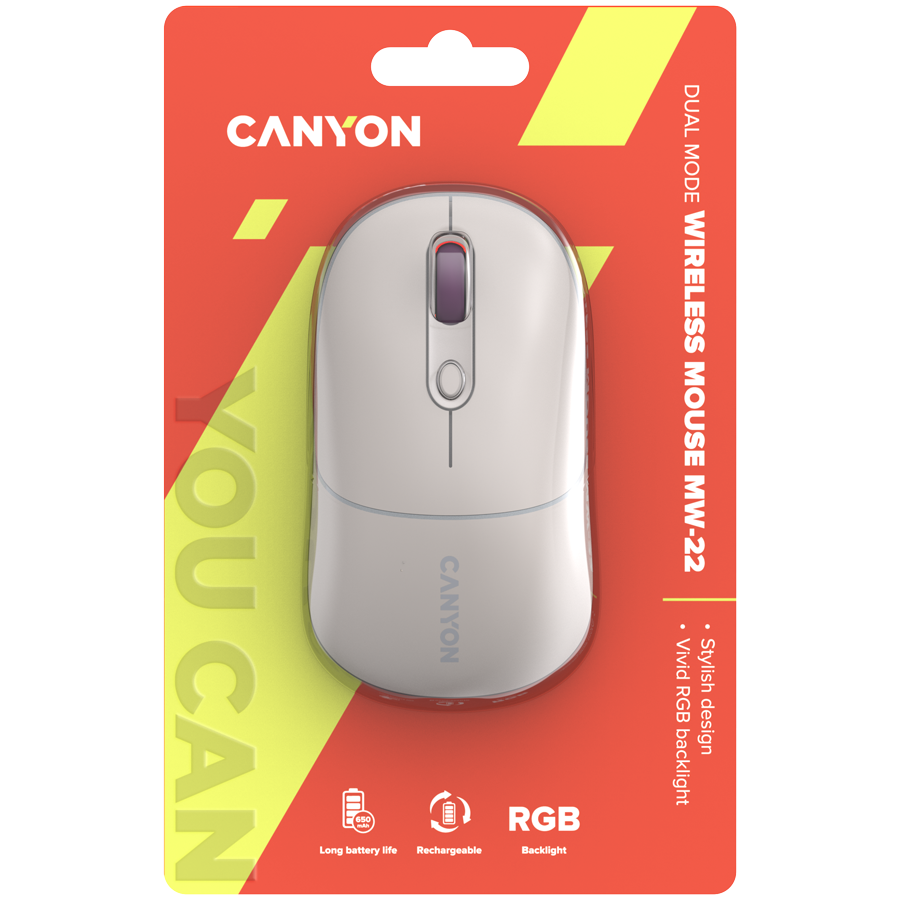 Canyon Dual Mode Wireless Mouse MW-22 - Rice