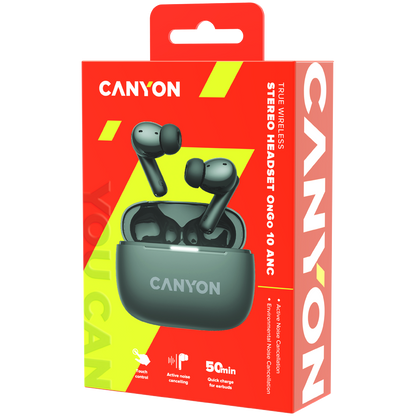 Canyon OnGo TWS-10 ANC+ENC True Wireless Earbuds - Grey