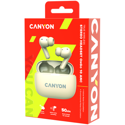 Canyon OnGo TWS-10 ANC+ENC True Wireless Earbuds - Beige
