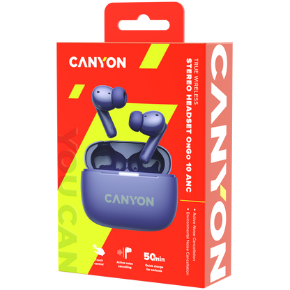 Canyon OnGo TWS-10 ANC+ENC True Wireless Earbuds - Purple