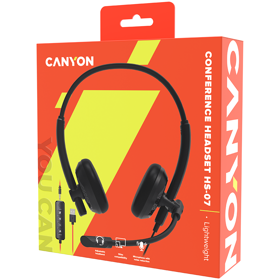 Canyon HS-07 Wired PC Conference Headset - Black