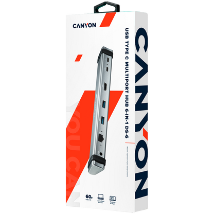 Canyon DS-6 6-in-1 USB-C Docking Station and Stand - Space Grey