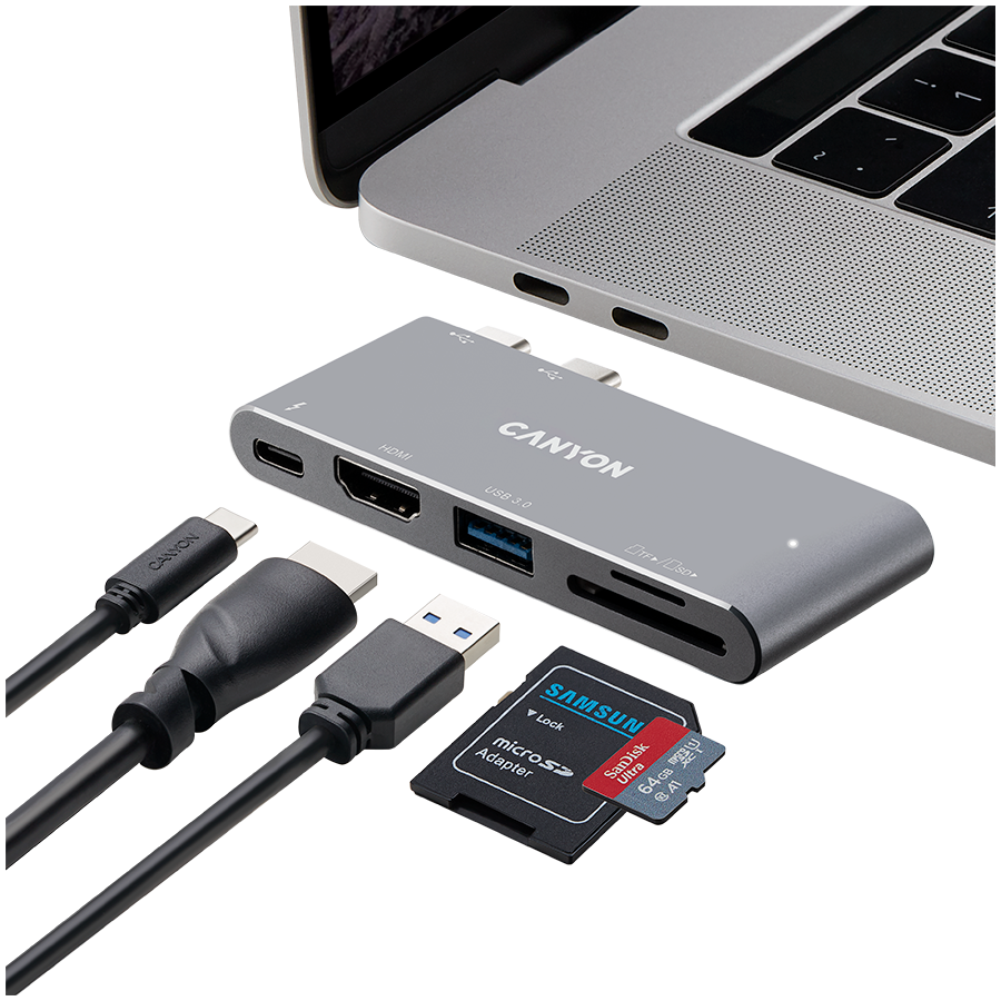 Canyon DS-5 5-in-1 Thunderbolt 3 Hub - Space Grey