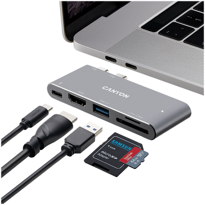 Canyon DS-5 5-in-1 Thunderbolt 3 Hub - Space Grey