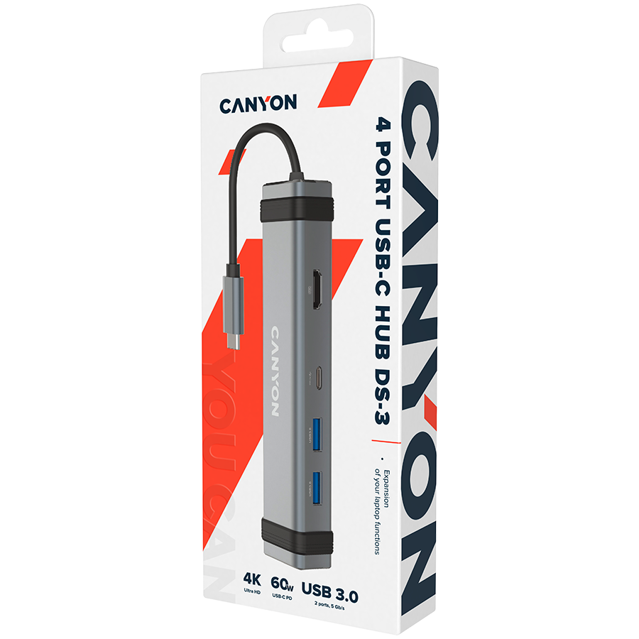 Canyon DS-3 4-in-1 USB-C Hub - Space Grey