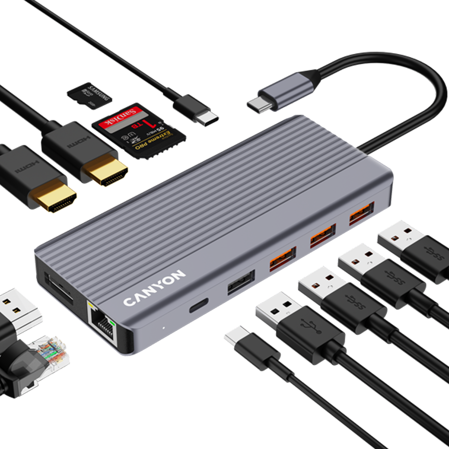 Canyon DS-16 13-in-1 USB-C Hub 4K - Grey