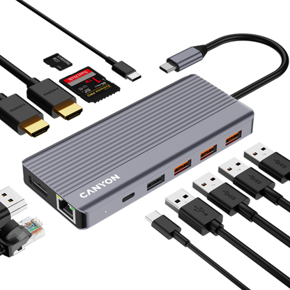 Canyon DS-16 13-in-1 USB-C Hub 4K - Grey