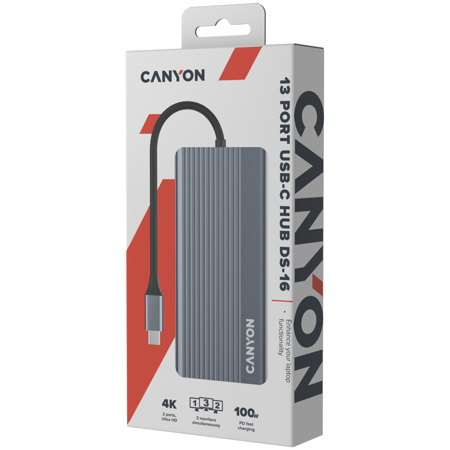 Canyon DS-16 13-in-1 USB-C Hub 4K - Grey
