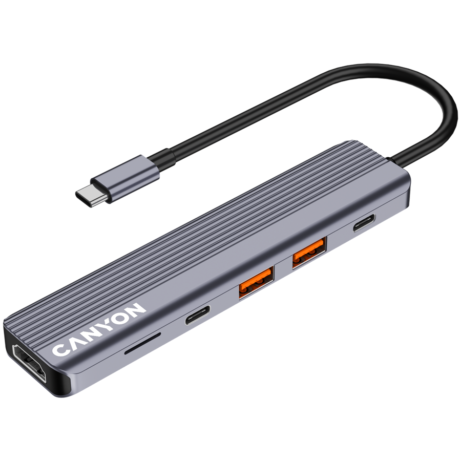 Canyon DS-17 6-in-1 4K USB-C Hub - Grey