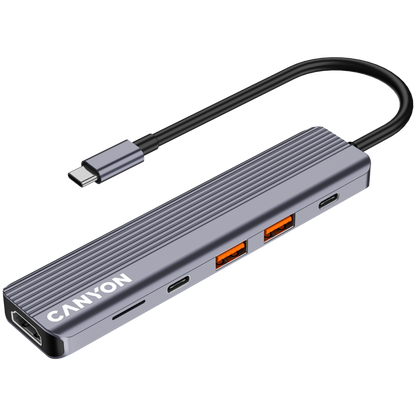 Canyon DS-17 6-in-1 4K USB-C Hub - Grey