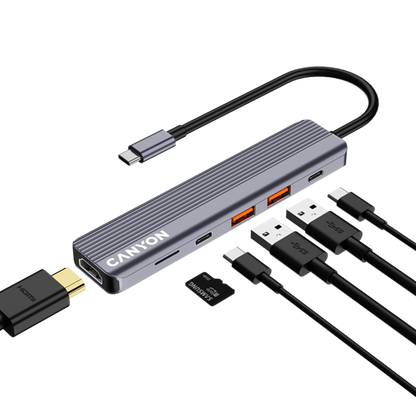 Canyon DS-17 6-in-1 4K USB-C Hub - Grey