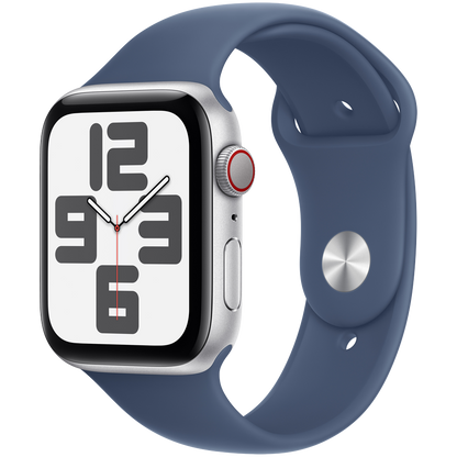 Apple Watch SE GPS + Cellular Gen 2 44mm - Silver Aluminium with Denim Sport Band M/L