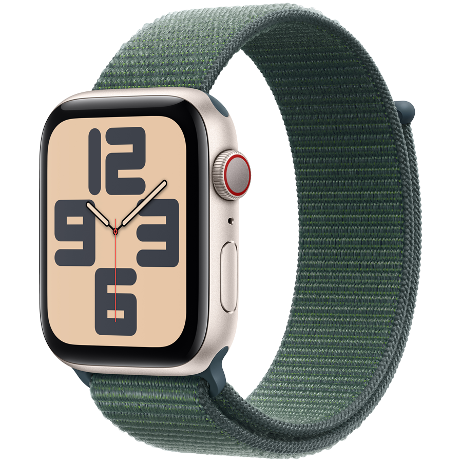 Apple Watch SE GPS + Cellular Gen. 2 44mm - Starlight Aluminium with Lake Green Sport Loop