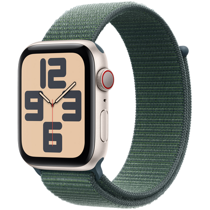 Apple Watch SE GPS + Cellular Gen. 2 44mm - Starlight Aluminium with Lake Green Sport Loop
