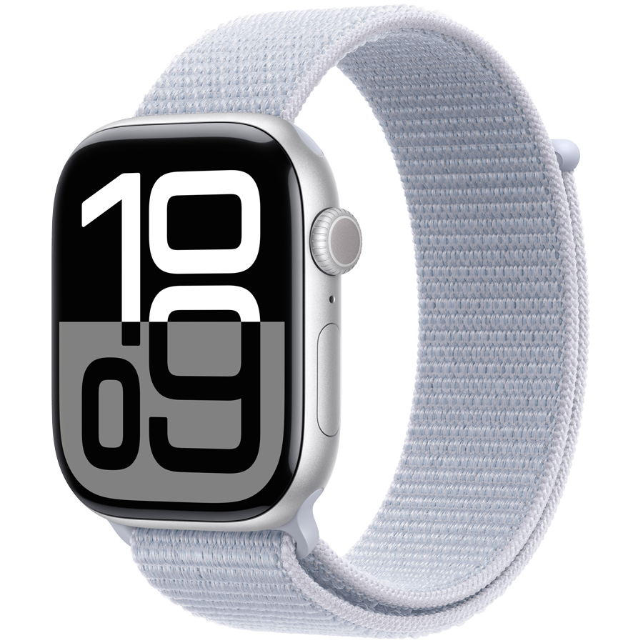Apple Watch Series 10 GPS 42mm - Silver Aluminium with Blue Cloud Sport Loop