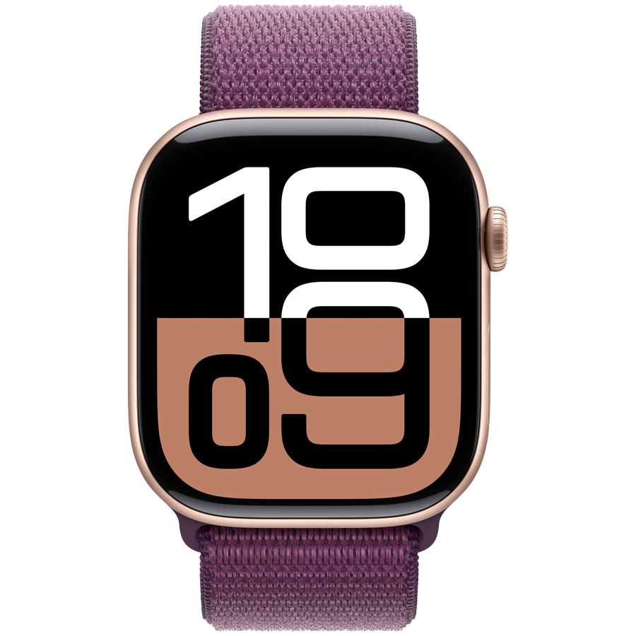 Apple Watch Series 10 GPS 46mm - Rose Gold Aluminium with Plum Sport Loop