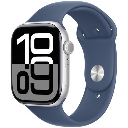 Apple Watch Series 10 GPS 46mm - Silver Aluminium with Denim Sport Band M/L