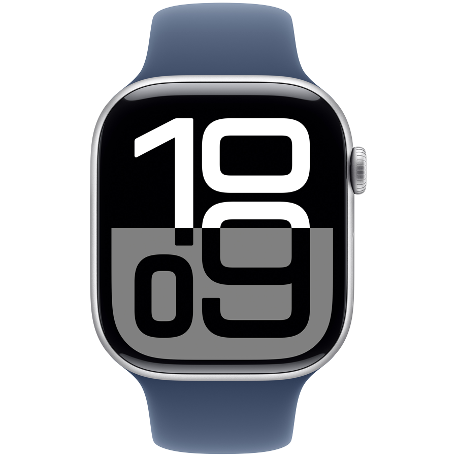 Apple Watch Series 10 GPS 46mm - Silver Aluminium with Denim Sport Band M/L