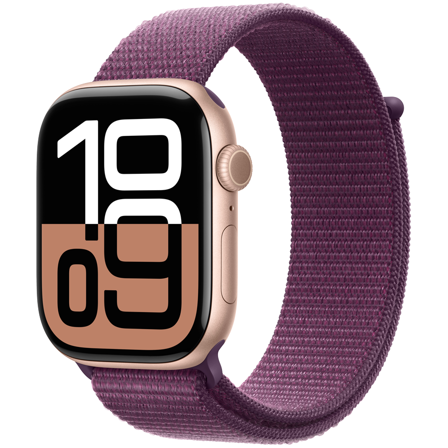 Apple Watch Series 10 GPS 42mm - Rose Gold Aluminium with Plum Sport Loop